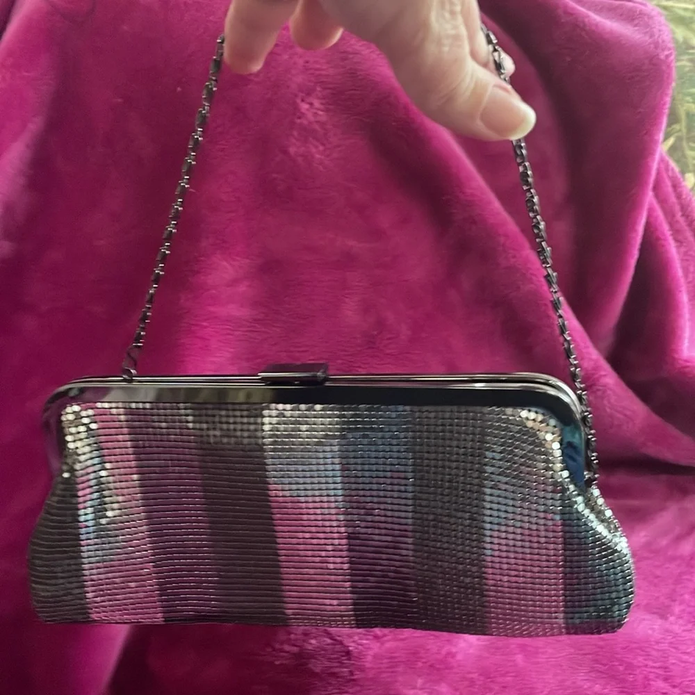 Metallic silver evening bag